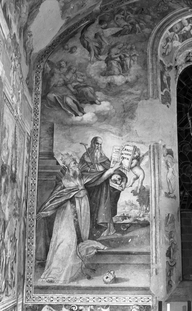 San Marco Papa e Sant'Antonio Abate (dipinto) di Nasini Francesco (attribuito) (terzo quarto sec. XVII)