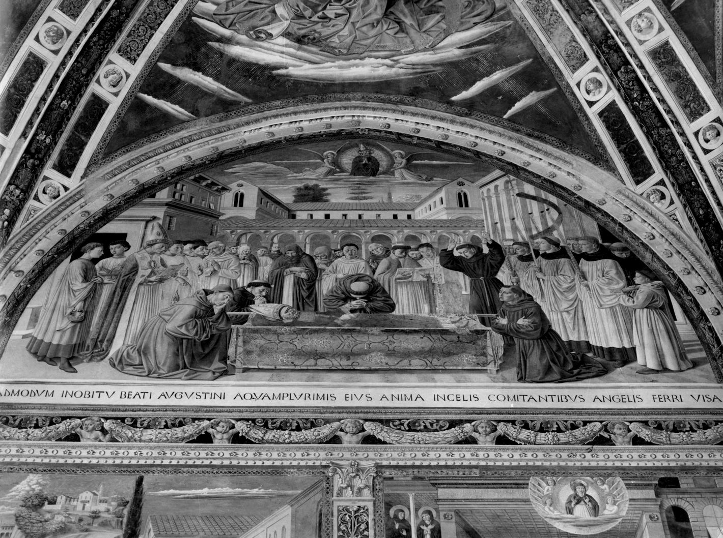 morte e ascensione di Sant'Agostino (dipinto) di Benozzo di Lese detto Benozzo Gozzoli (attribuito) (sec. XV)