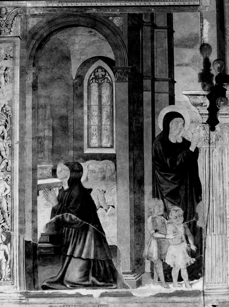 Santa Monica prega per il figlio Sant'Agostino e lo benedice da lontano (dipinto) di Benozzo di Lese detto Benozzo Gozzoli (attribuito) (sec. XV)