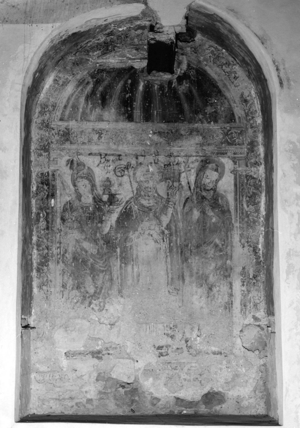 Sant'Agostino fra Santa Lucia e Santa (dipinto, frammento) - ambito senese (metà sec. XV)