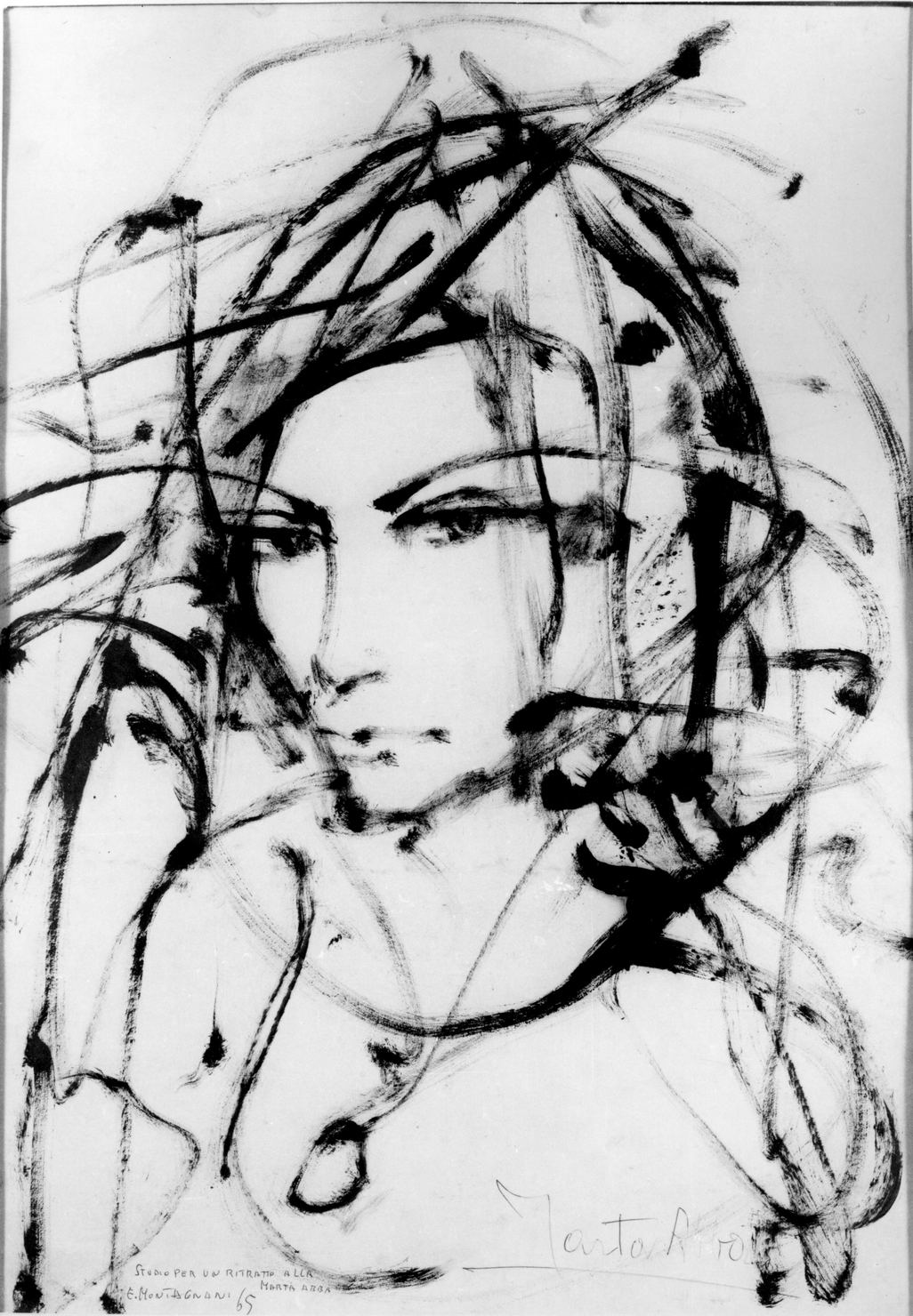 Studio per un ritratto alla Marta Abba, ritratto di donna (dipinto) di Montagnani Emilio (sec. XX)