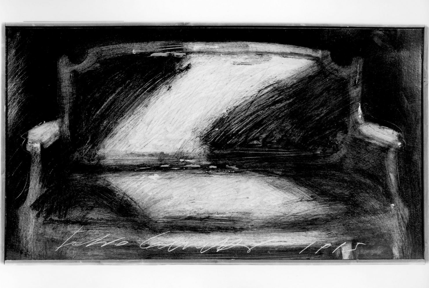 Incanto della notte, divano (dipinto) di Calvetti Fabio (sec. XX)