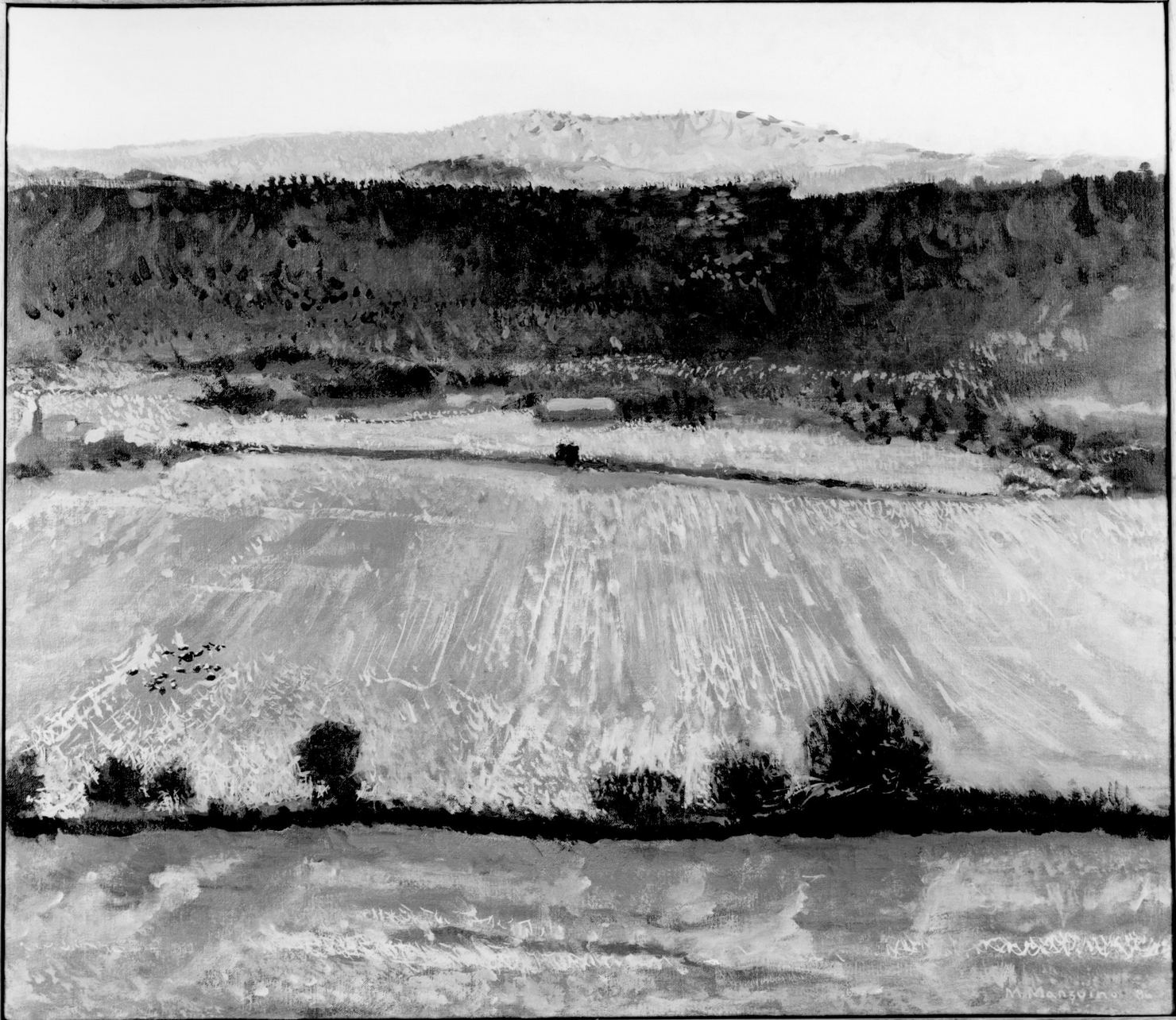 paesaggio rurale (dipinto) di Mansuino M (sec. XX)