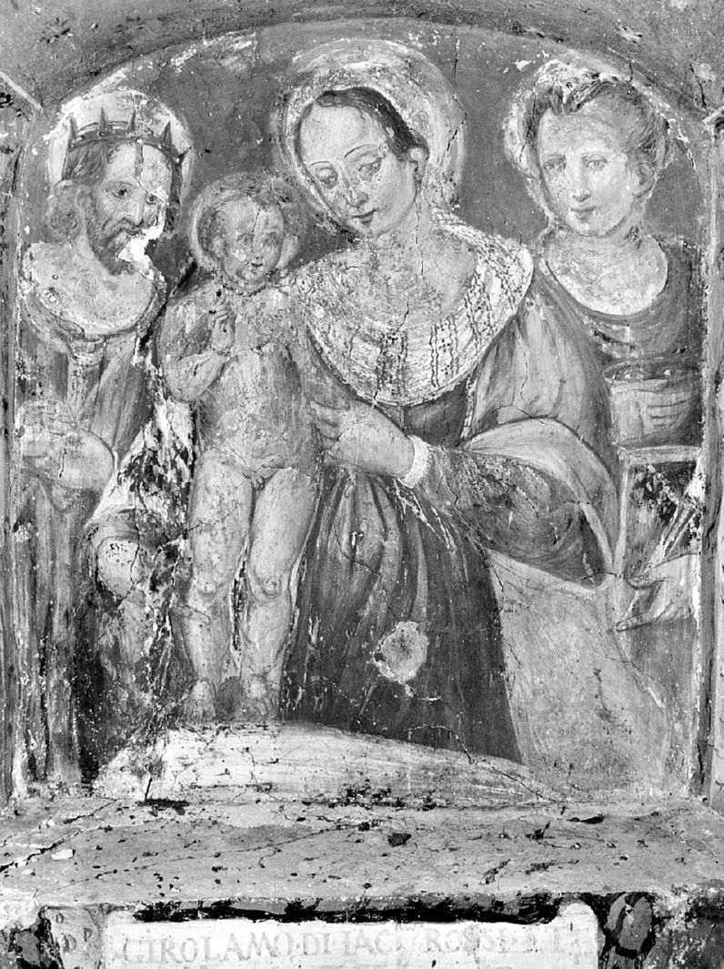 Madonna con Bambino con Santa Lucia e Santo (dipinto, complesso decorativo) - ambito senese (secondo quarto sec. XVII)