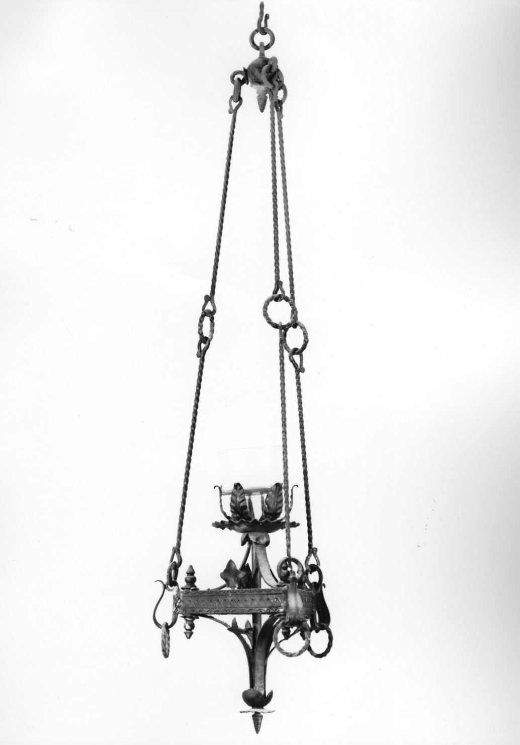 lampada pensile, elemento d'insieme - bottega toscana (prima metà sec. XX)