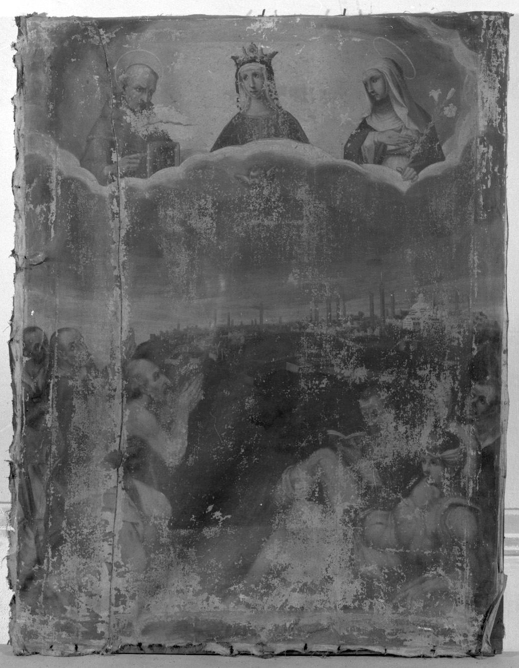 Madonna con Santa Caterina, San Bernardino e Santi (stendardo) - ambito senese (fine sec. XVI)