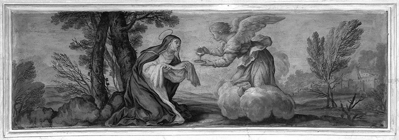 Sant'Agnese da Montepulciano riceve l'ostia consacrata da un angelo (dipinto, elemento d'insieme) di Nasini Giuseppe Nicola (sec. XVIII)