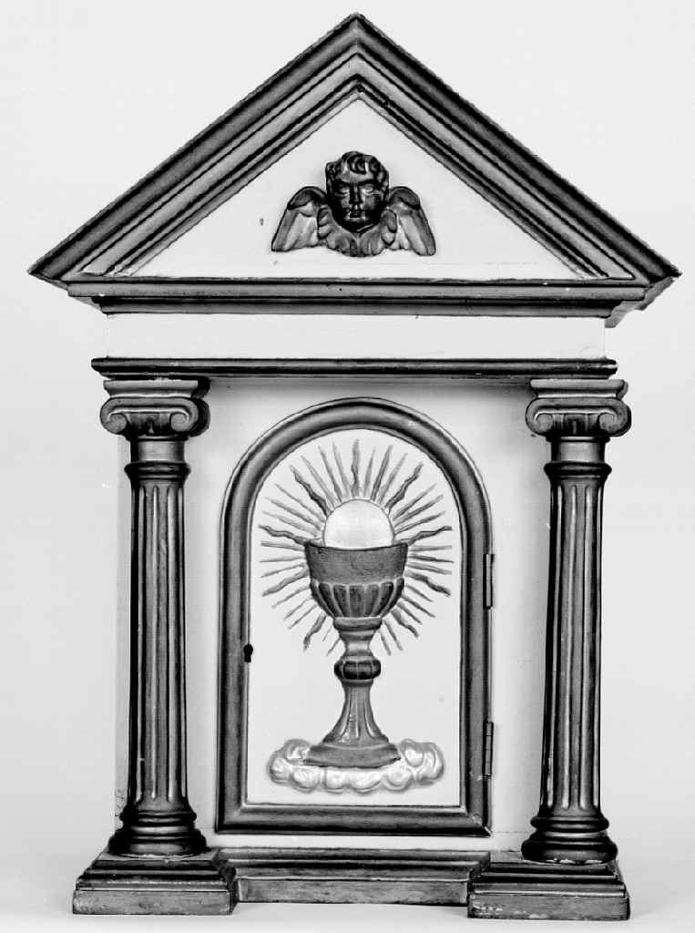 calice eucaristico (tabernacolo - a frontale architettonico) - produzione senese (prima metà sec. XX)