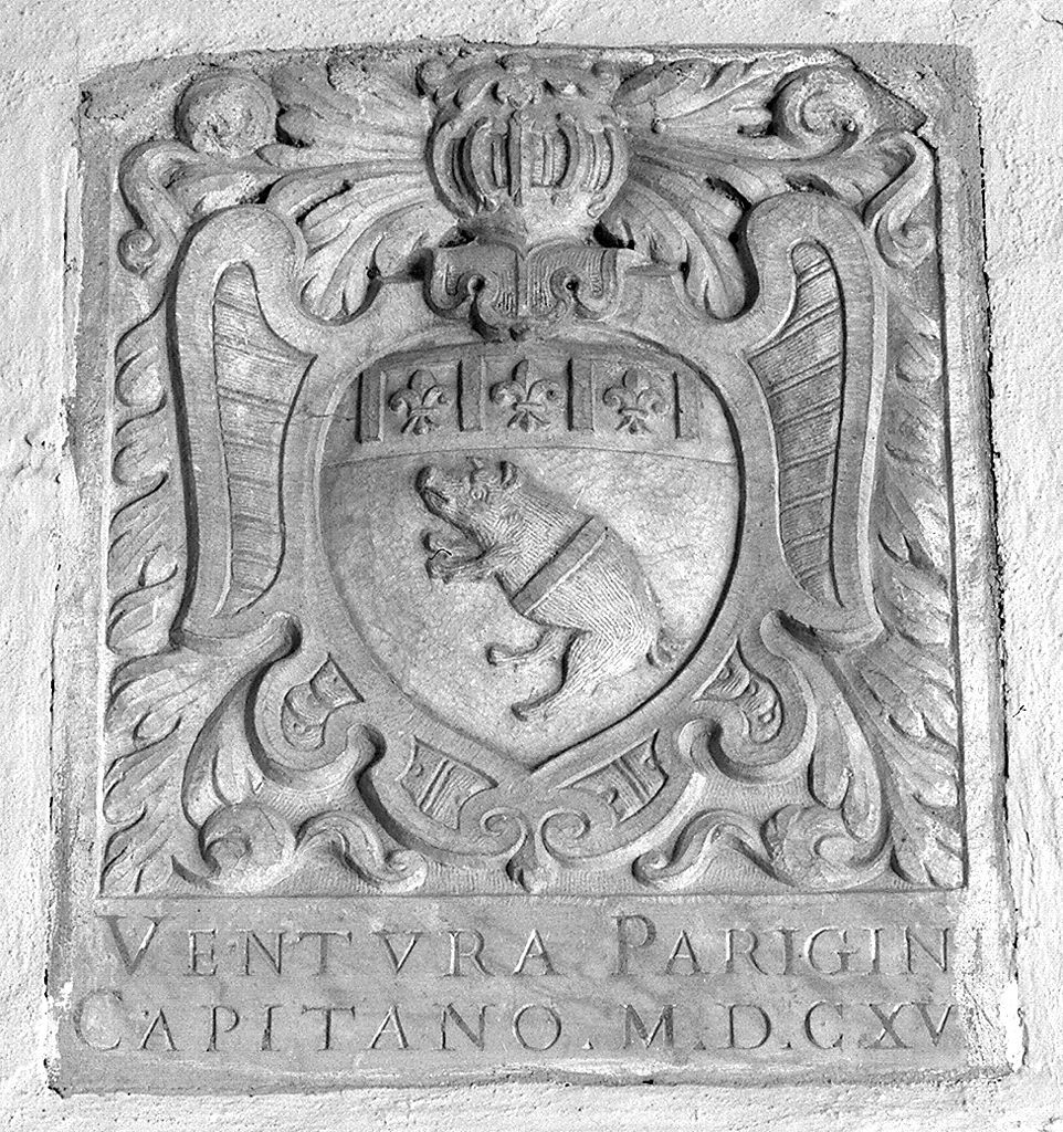 stemma gentilizio della famiglia Parigini (lapide) - bottega toscana (sec. XVII)