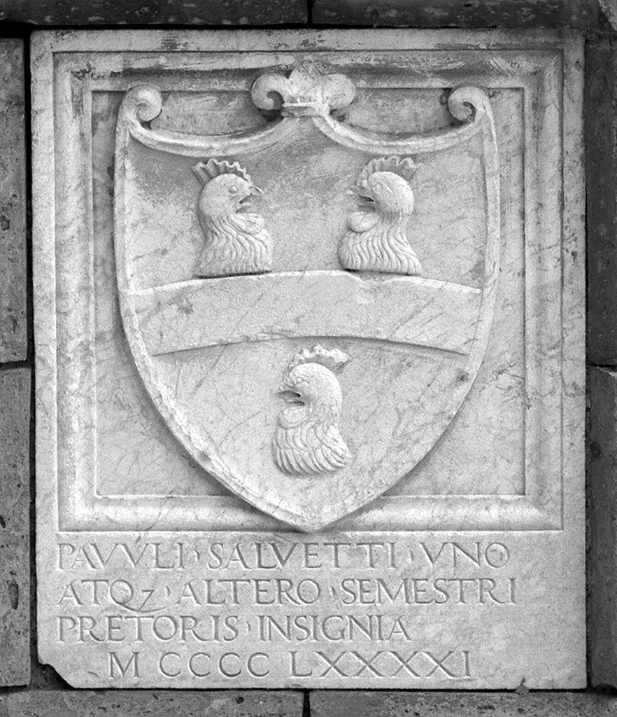 stemma gentilizio della famiglia Salvetti (lapide) - bottega toscana (sec. XV)