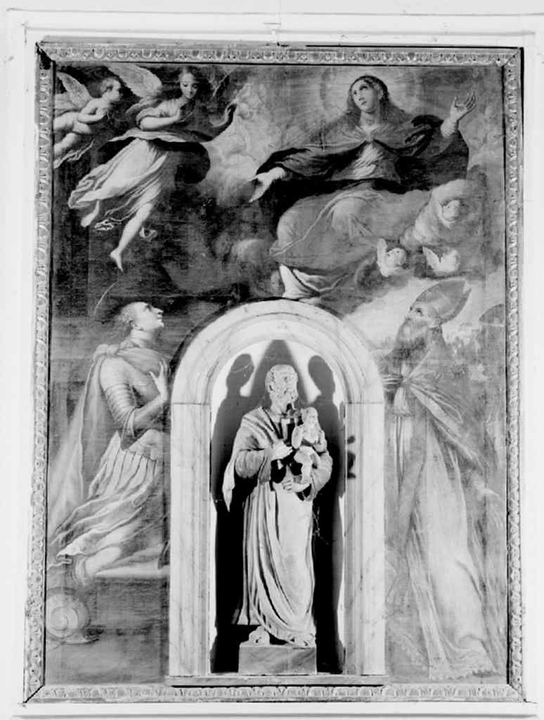 Madonna Assunta con angeli Sant'Ippolito vescovo e San Cipriano martire (dipinto, elemento d'insieme) di Nasini Francesco (sec. XVII)