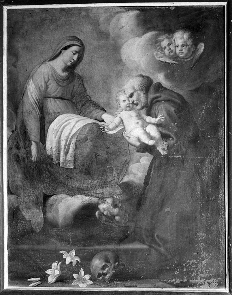 San Felice da Cantalice ticeve Gesù Bambino dalla Madonna (dipinto) - ambito senese (seconda metà sec. XVII)