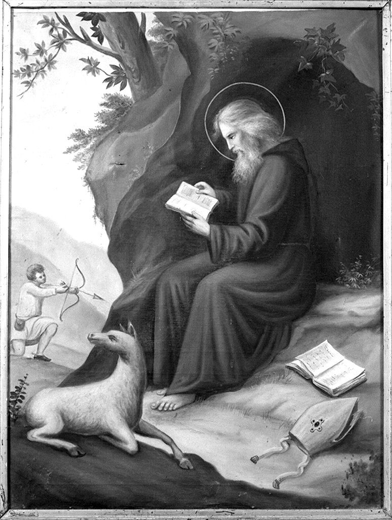 Sant'Egidio e la cerva (dipinto) - ambito toscano (secc. XIX/ XX)