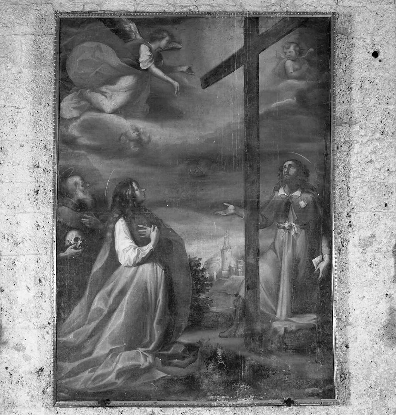 Santi in adorazione della croce (dipinto) di Salimbeni Simondio (sec. XVII)