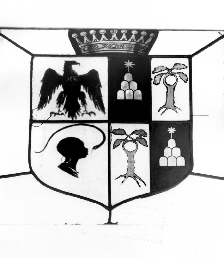 stemma gentilizio della famiglia Chigi Saracini (vetrata) - produzione toscana (sec. XX)