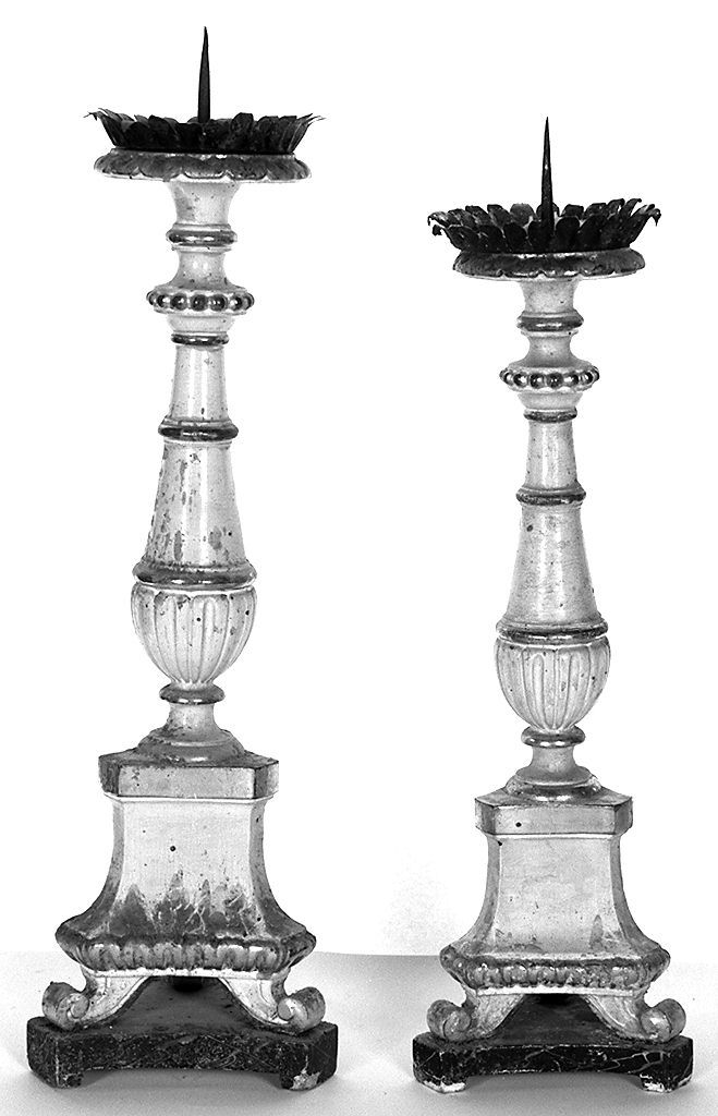 candeliere d'altare, serie - produzione toscana (prima metà sec. XIX)
