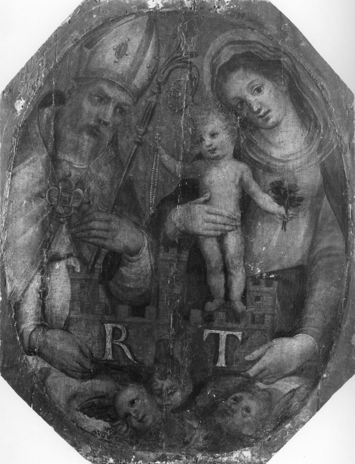 Madonna con Bambino e Sant'Agostino proteggono il feudo di Roccatederighi (dipinto) - ambito toscano (primo quarto sec. XVII)