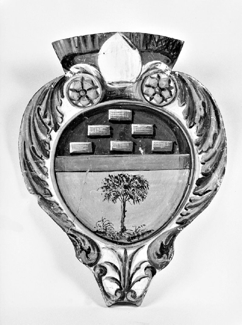 stemma gentilizio della famiglia Pezzuoli (dipinto, elemento d'insieme) - ambito senese (sec. XX)