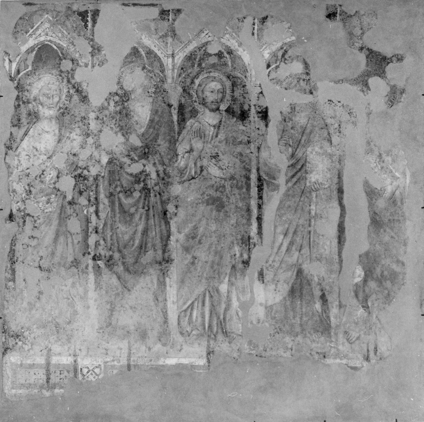 Cristo benedicente (dipinto, frammento) - ambito umbro (metà sec. XIV)