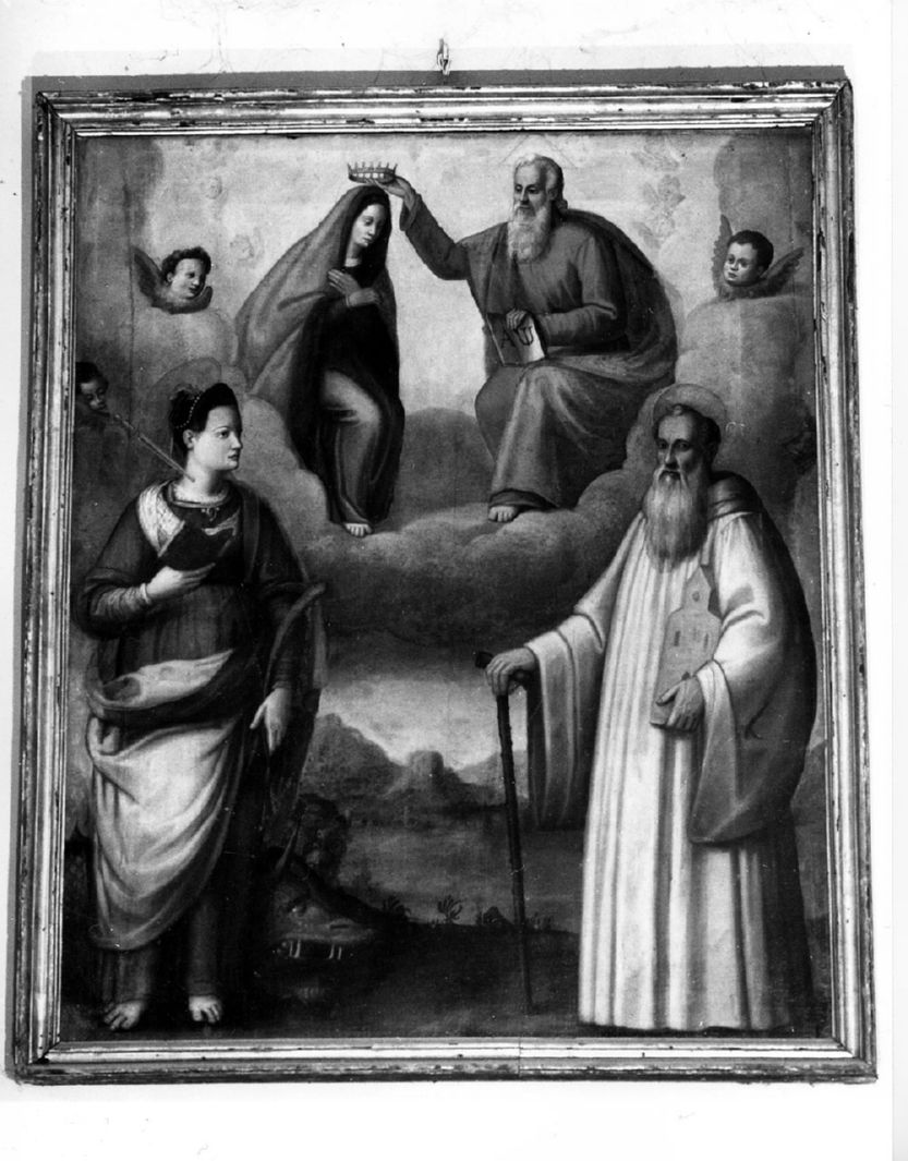 incoronazione di Maria Vergine tra Santa Margherita e San Benedetto (dipinto) - ambito toscano (prima metà sec. XVII)