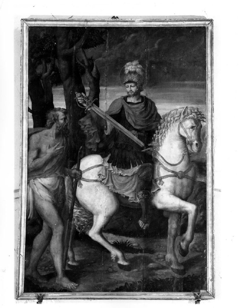 San Martino dona parte del mantello al povero (dipinto) - ambito italiano (seconda metà sec. XVII)