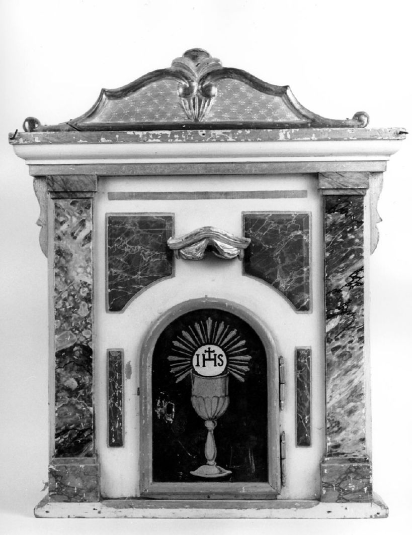 calice eucaristico (tabernacolo - a frontale architettonico) - bottega toscana (prima metà sec. XIX)