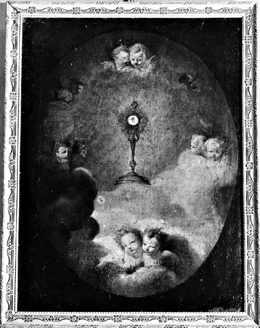 angeli adoranti il calice eucaristico (dipinto) - ambito senese (prima metà sec. XVIII)