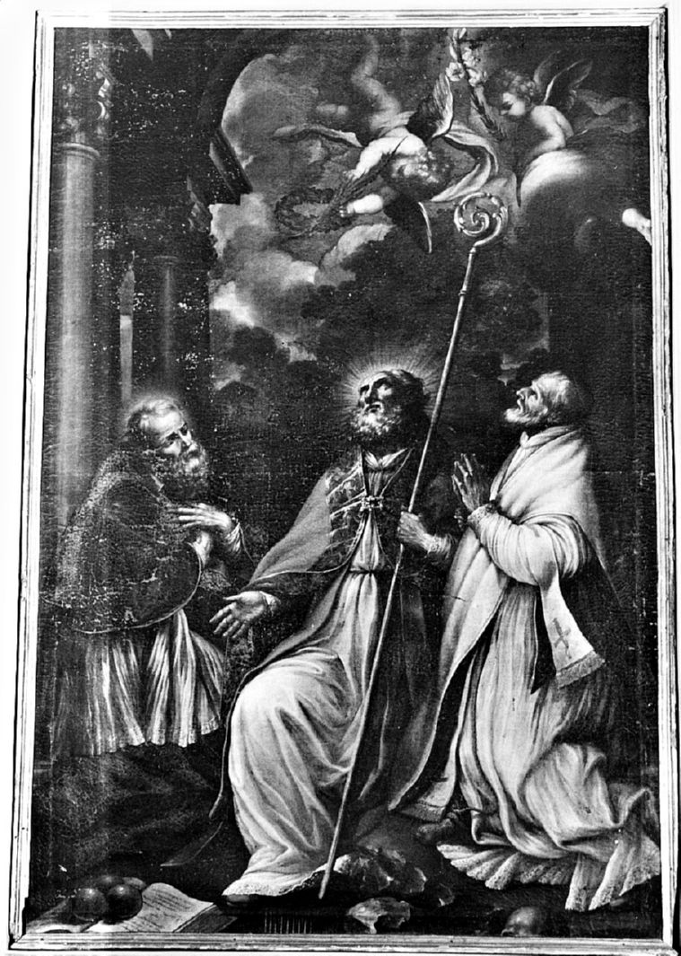 San Biagio, San Nicola e il beato Bernardo Tolomei in preghiera (dipinto) - ambito senese (seconda metà sec. XVII)