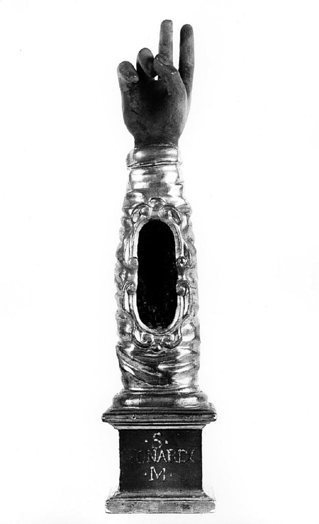 reliquiario antropomorfo - a braccio - bottega toscana (seconda metà sec. XVIII)