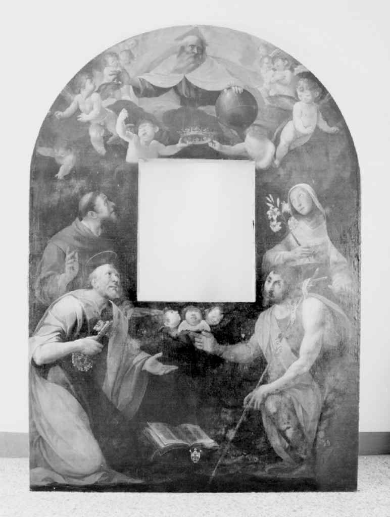 Dio Padre tra angeli e Santi (dipinto) - ambito senese (sec. XVII)
