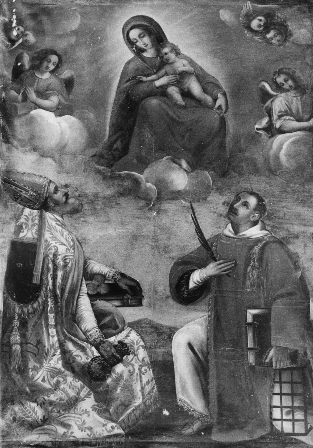 Madonna con Bambino e angeli tra San Nicola di Bari e San Leonardo (dipinto) - ambito senese (prima metà sec. XVII)