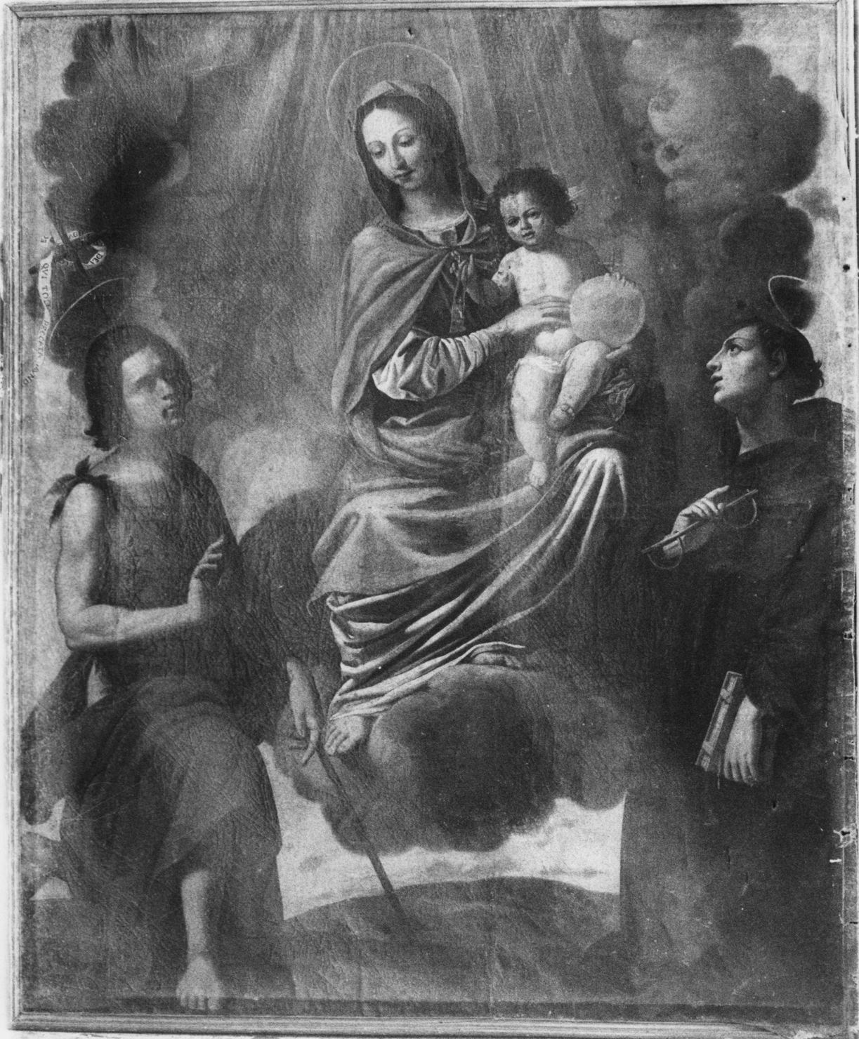 Madonna con Bambino tra San Giovanni Battista e San Leonardo (dipinto) - ambito senese (secc. XVI/ XVII)