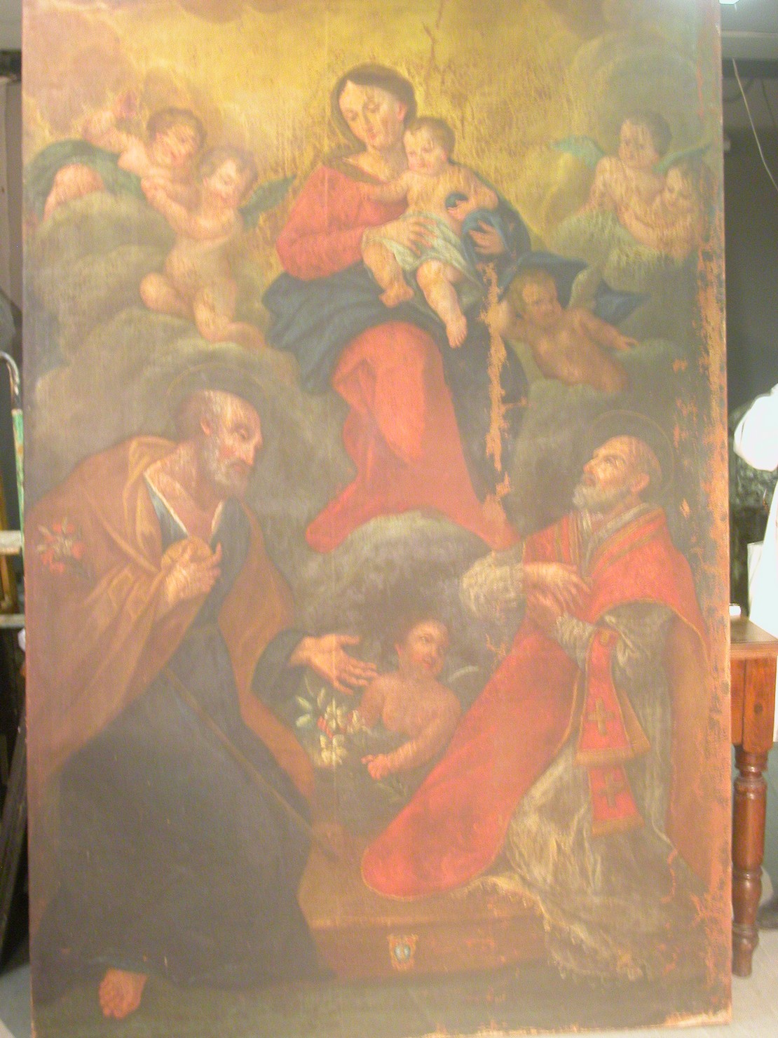 Madonna con Bambino tra San Giuseppe e un angelo (dipinto) - ambito senese (sec. XVIII)