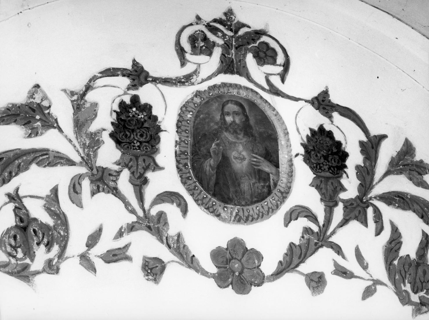 Cristo benedicente in clipeo (dipinto) - ambito toscano (sec. XIX)