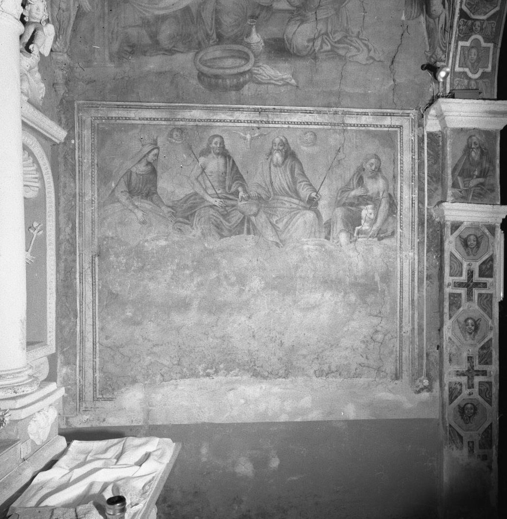 Trinità con la Madonna e San Giovanni Battista (dipinto, elemento d'insieme) - ambito italiano (prima metà sec. XVII)