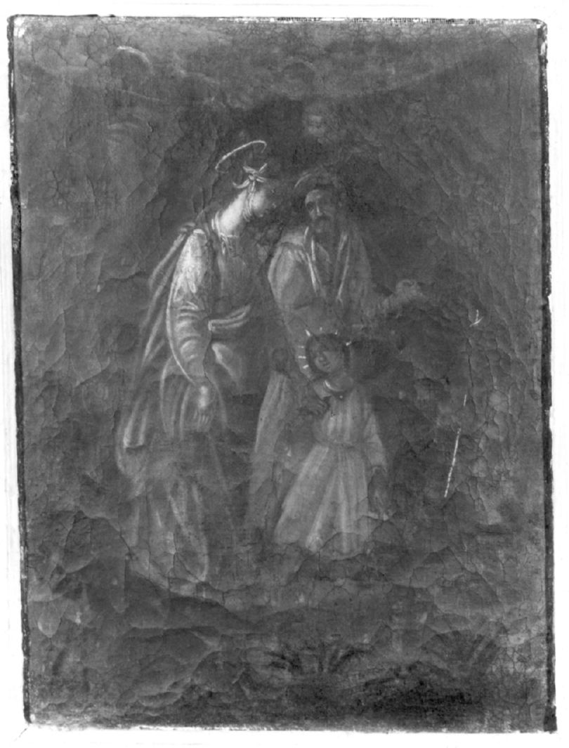 Sacra Famiglia con San Giovanni Battista bambino (dipinto) - ambito senese (secc. XVI/ XVII)