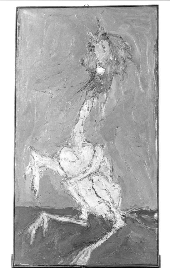 natura morta con gallo (dipinto) di Sadun Piero (metà sec. XX)
