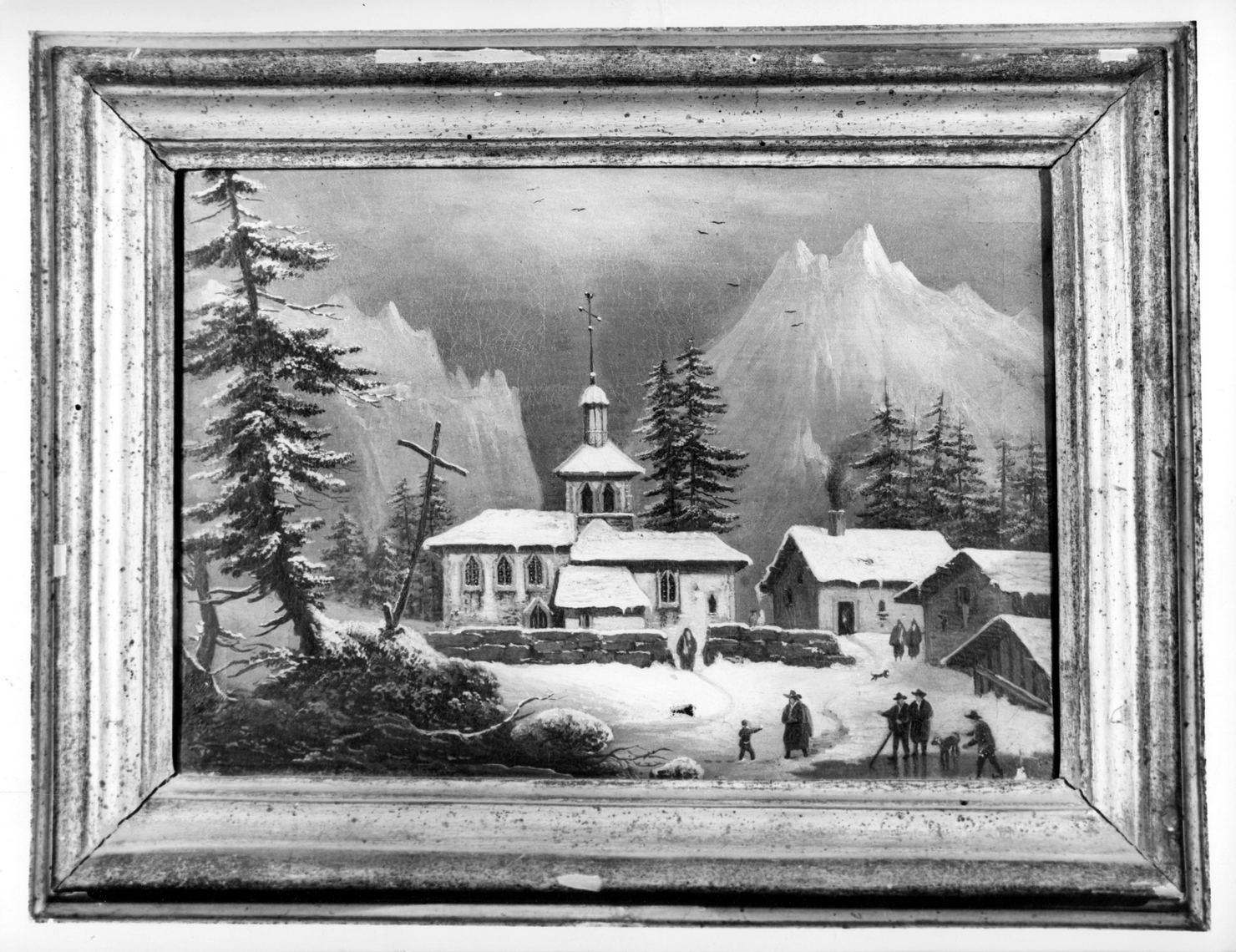 paesaggio sotto la neve, paesaggio montano (dipinto) di Morghen Antonio (sec. XIX)