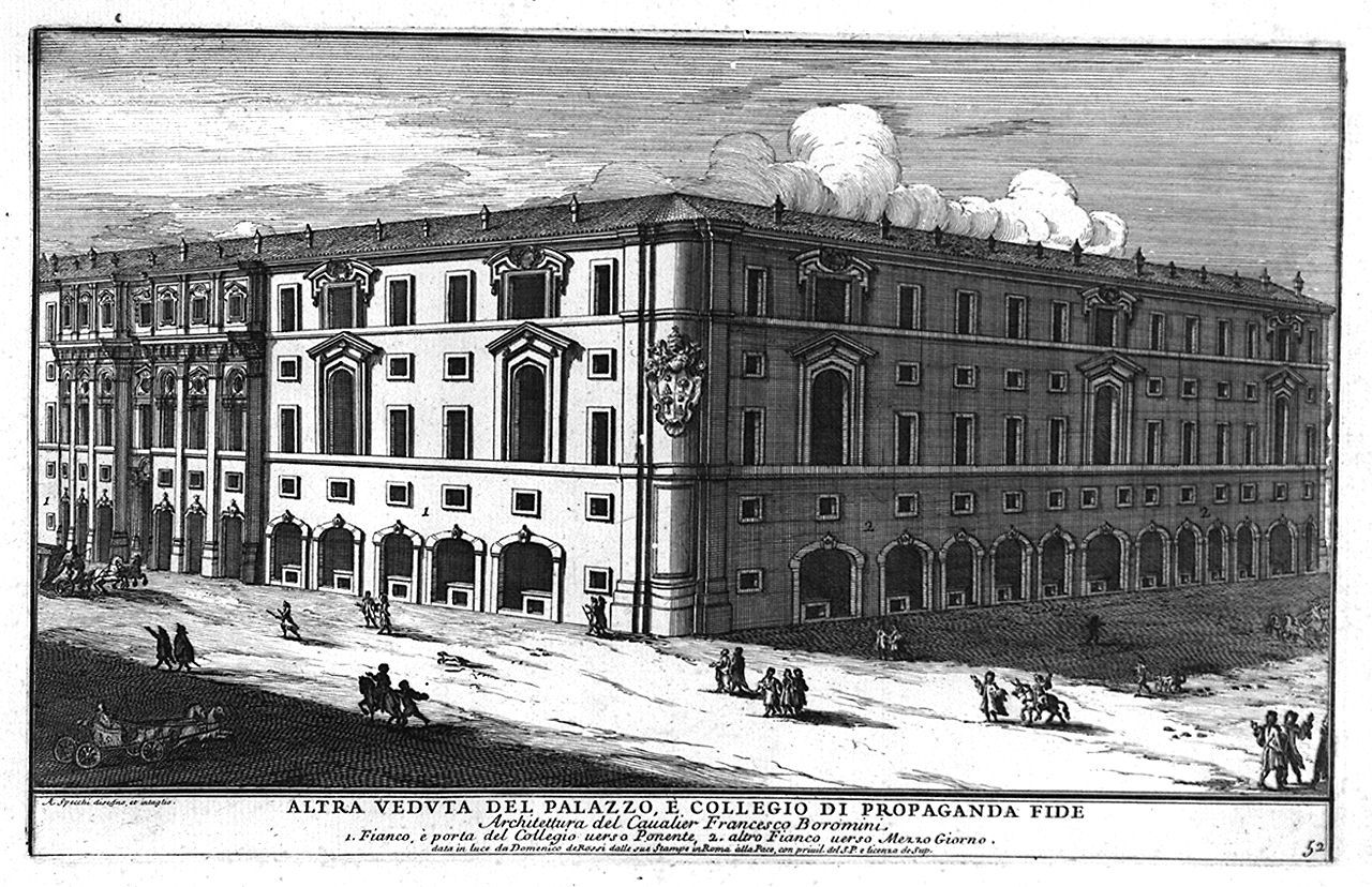 veduta del palazzo di Propaganda Fide a Roma (stampa, elemento d'insieme) di Specchi Alessandro (sec. XVII)