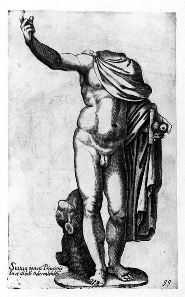 figura maschile acefala con pallio (stampa, elemento d'insieme) di Cavalleriis Giovanni Battista de' (sec. XVI)