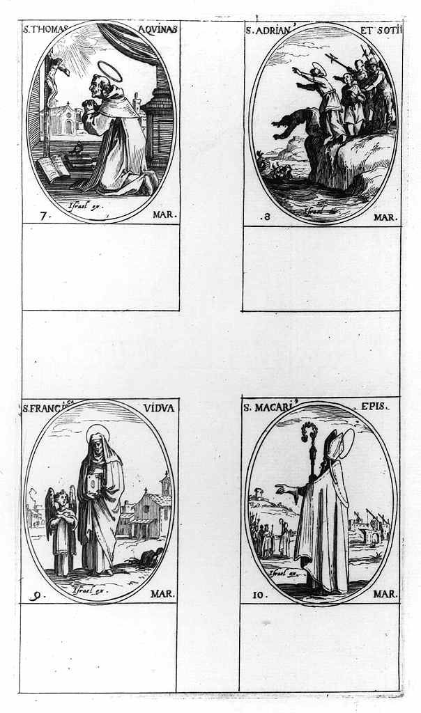 San Macario vescovo (stampa, elemento d'insieme) di Henriet Israel, Callot Jacques (e aiuti) (metà sec. XVII, sec. XVIII)