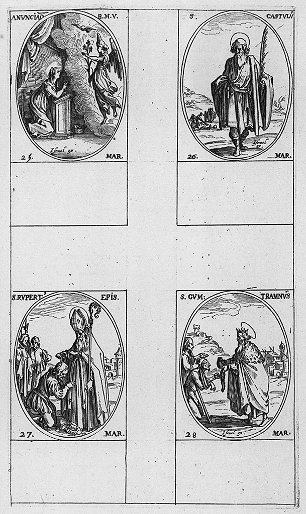 San Castulo (stampa, elemento d'insieme) di Callot Jacques (e aiuti) (metà sec. XVII, sec. XVIII)