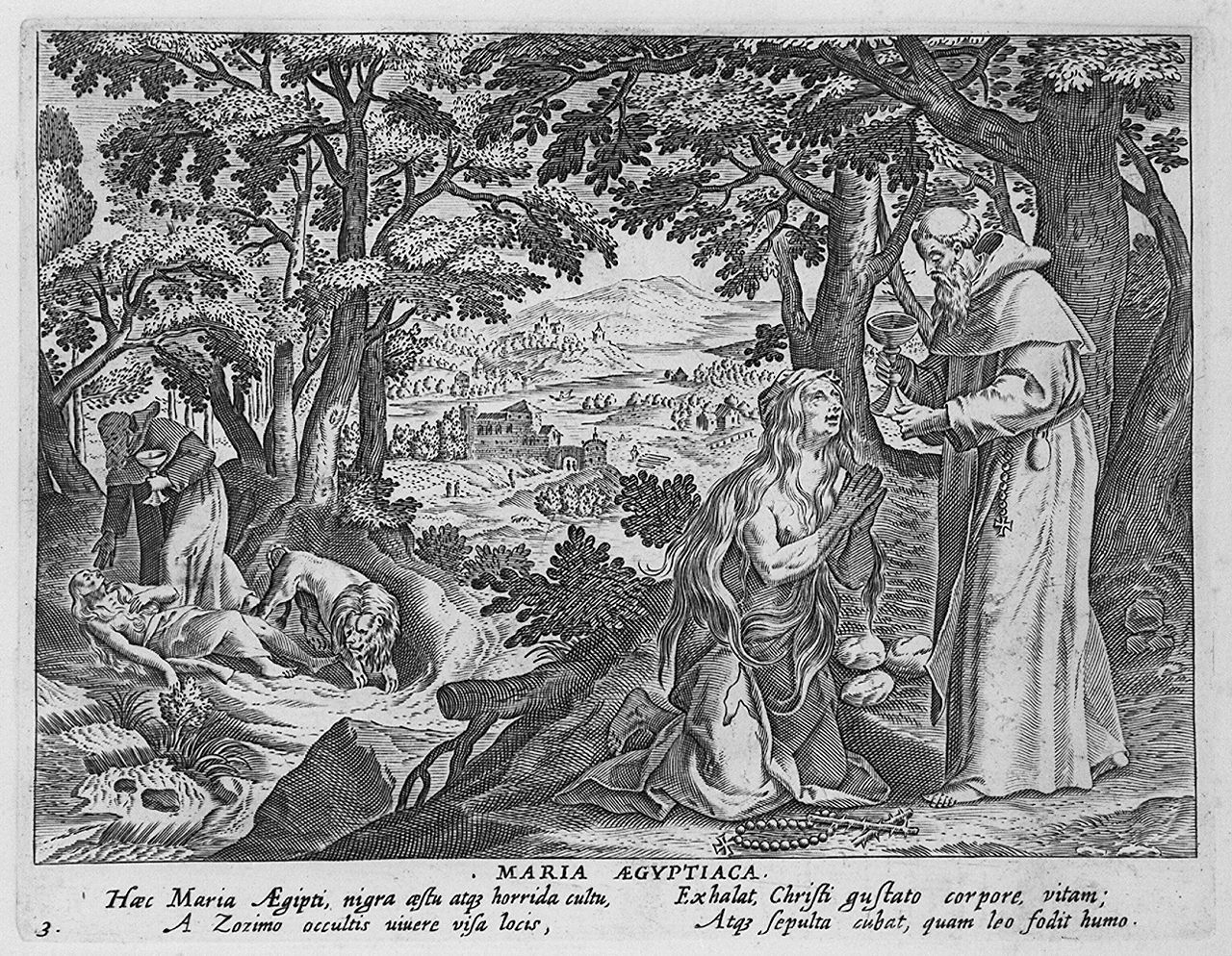 episodi della vita di Santa Maria Egiziaca (stampa, elemento d'insieme) di Collaert Adriaen, Vos Marten de (sec. XVII)