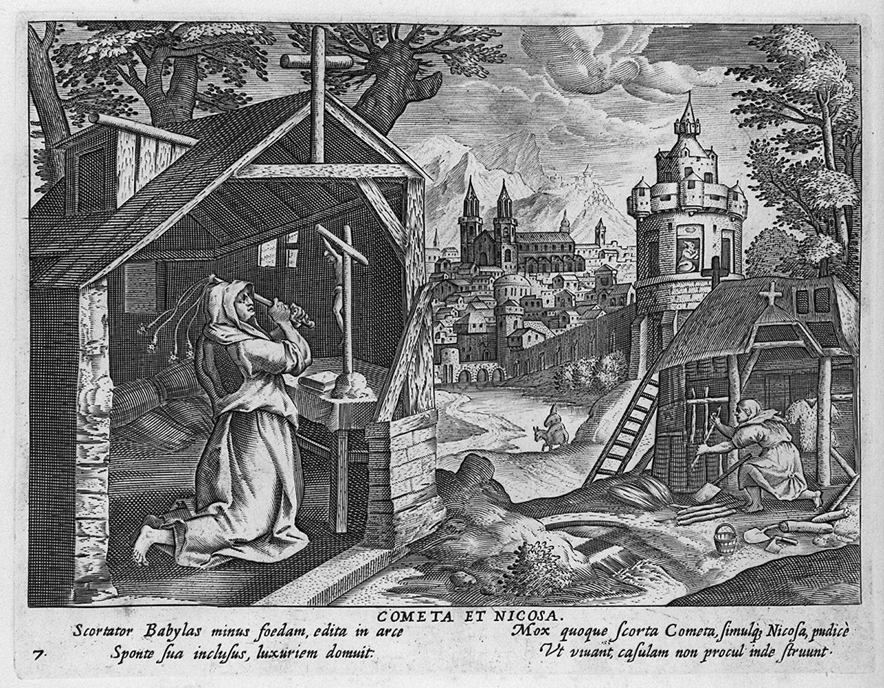 monaci in penitenza (stampa, elemento d'insieme) di Collaert Adriaen, Vos Marten de (sec. XVII)