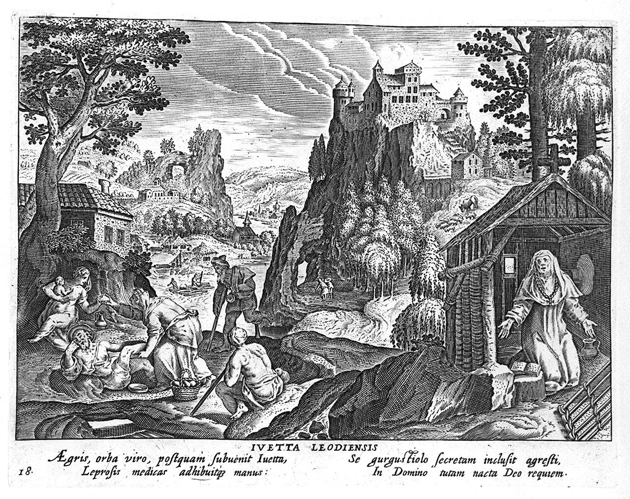 episodi della vita di Ivetta di Huy (stampa, elemento d'insieme) di Collaert Adriaen, Vos Marten de (sec. XVII)