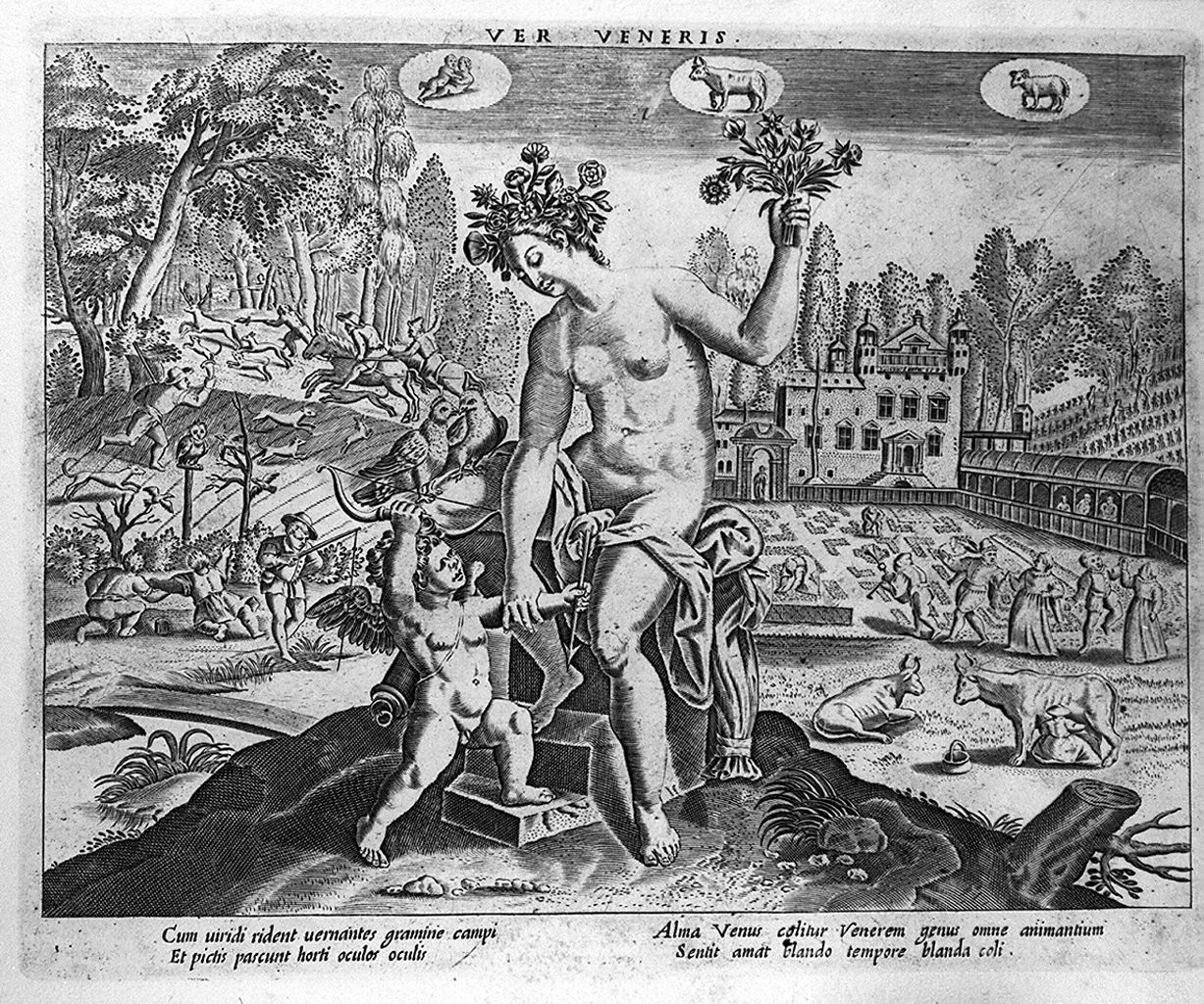 Venere come allegoria della primavera (stampa, elemento d'insieme) di Collaert Adriaen, Vos Marten de (seconda metà sec. XVII)