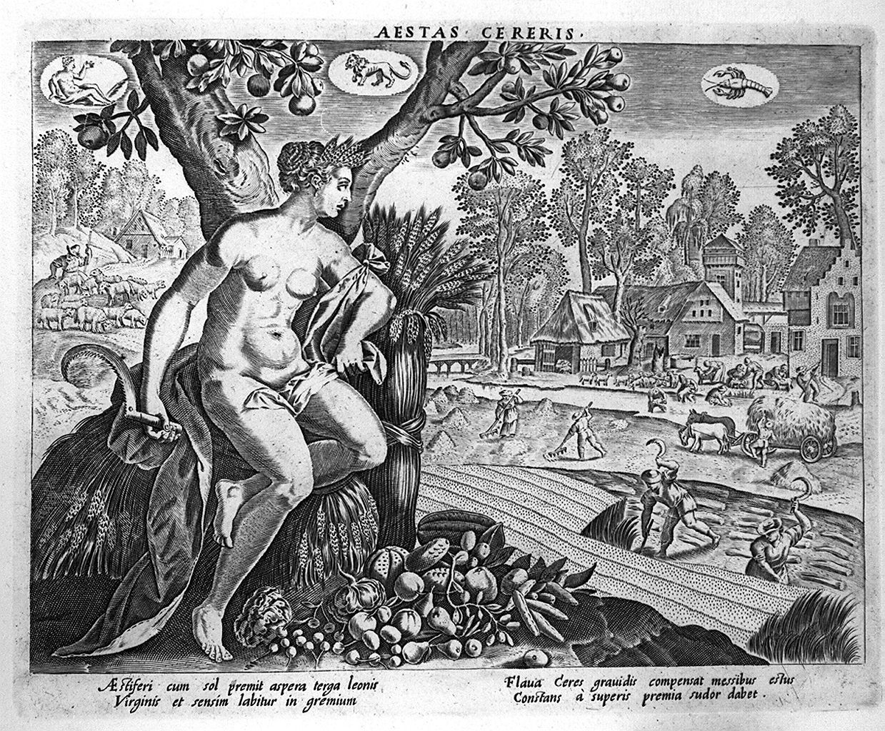 Cerere come allegoria dell'estate (stampa, elemento d'insieme) di Collaert Adriaen, Vos Marten de (seconda metà sec. XVII)