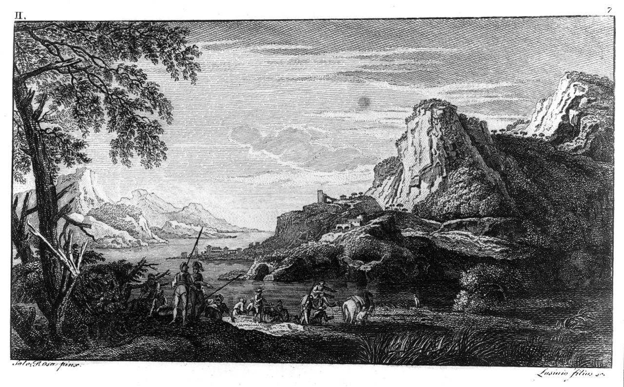 paesaggio con figure (stampa, elemento d'insieme) di Lasinio Giovanni Paolo, Gozzini Vincenzo, Rosa Salvator (sec. XIX)