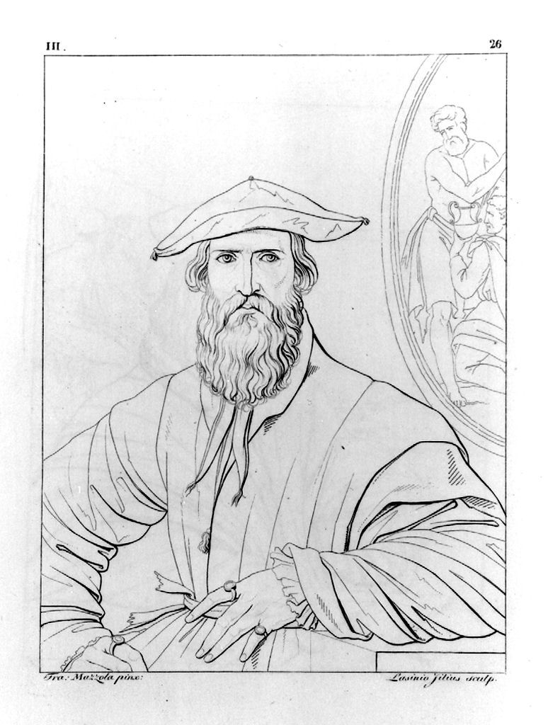 ritratto d'uomo (stampa, elemento d'insieme) di Lasinio Giovanni Paolo, Gozzini Vincenzo, Mazzola Francesco detto Parmigianino (sec. XIX)