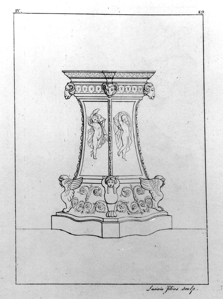 base di candelabro con amorini (stampa, elemento d'insieme) di Lasinio Giovanni Paolo, Gozzini Vincenzo (sec. XIX)